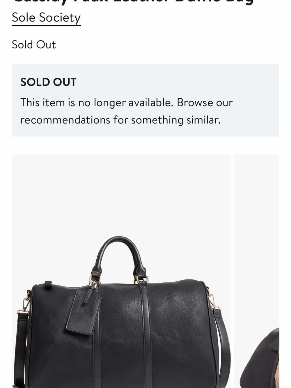 NWT Sole Society Cassidy Duffle Bag